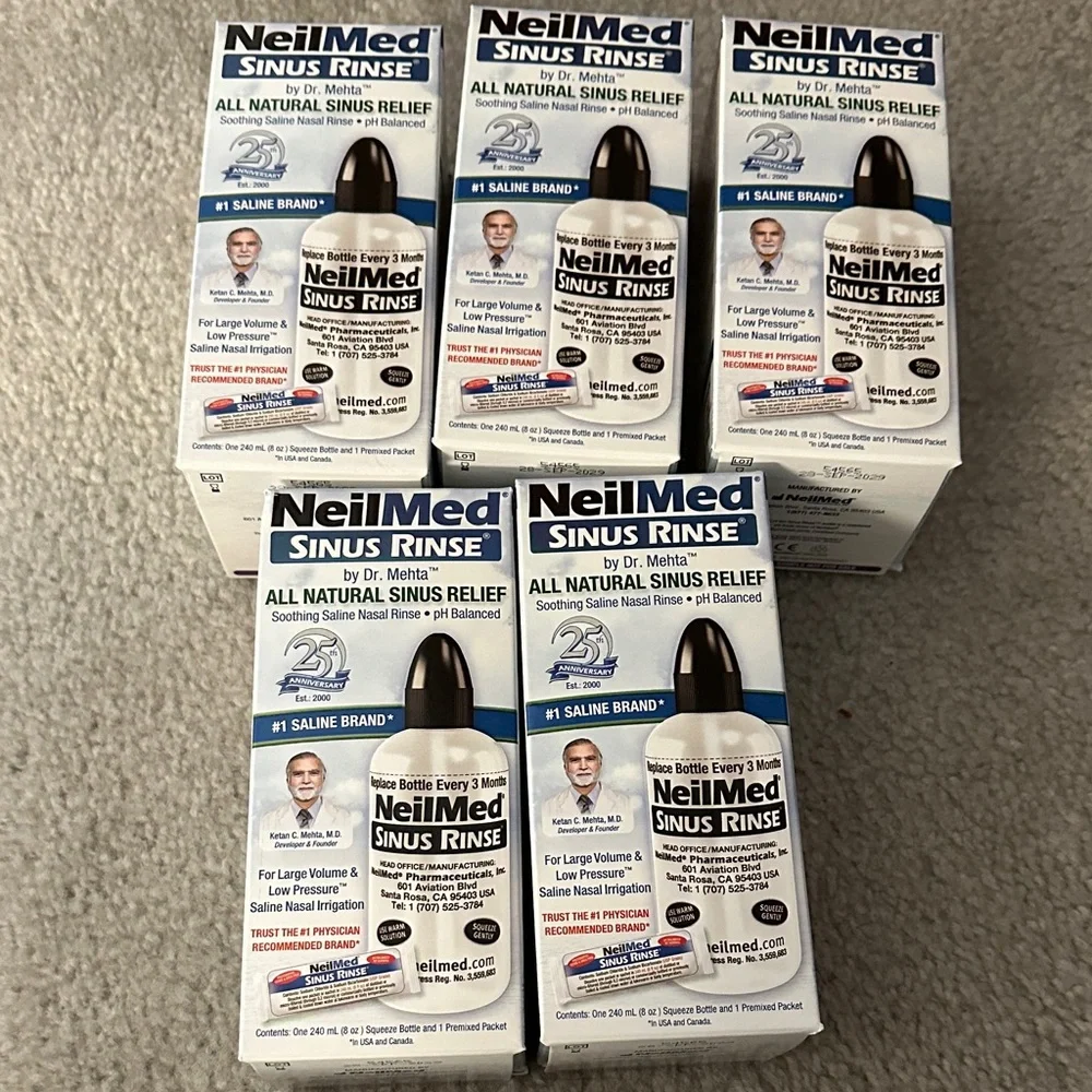 NeilMed Sinus Rinse‎ (5) FIVE Boxes Bottles 8 OZ+Packets NEW.